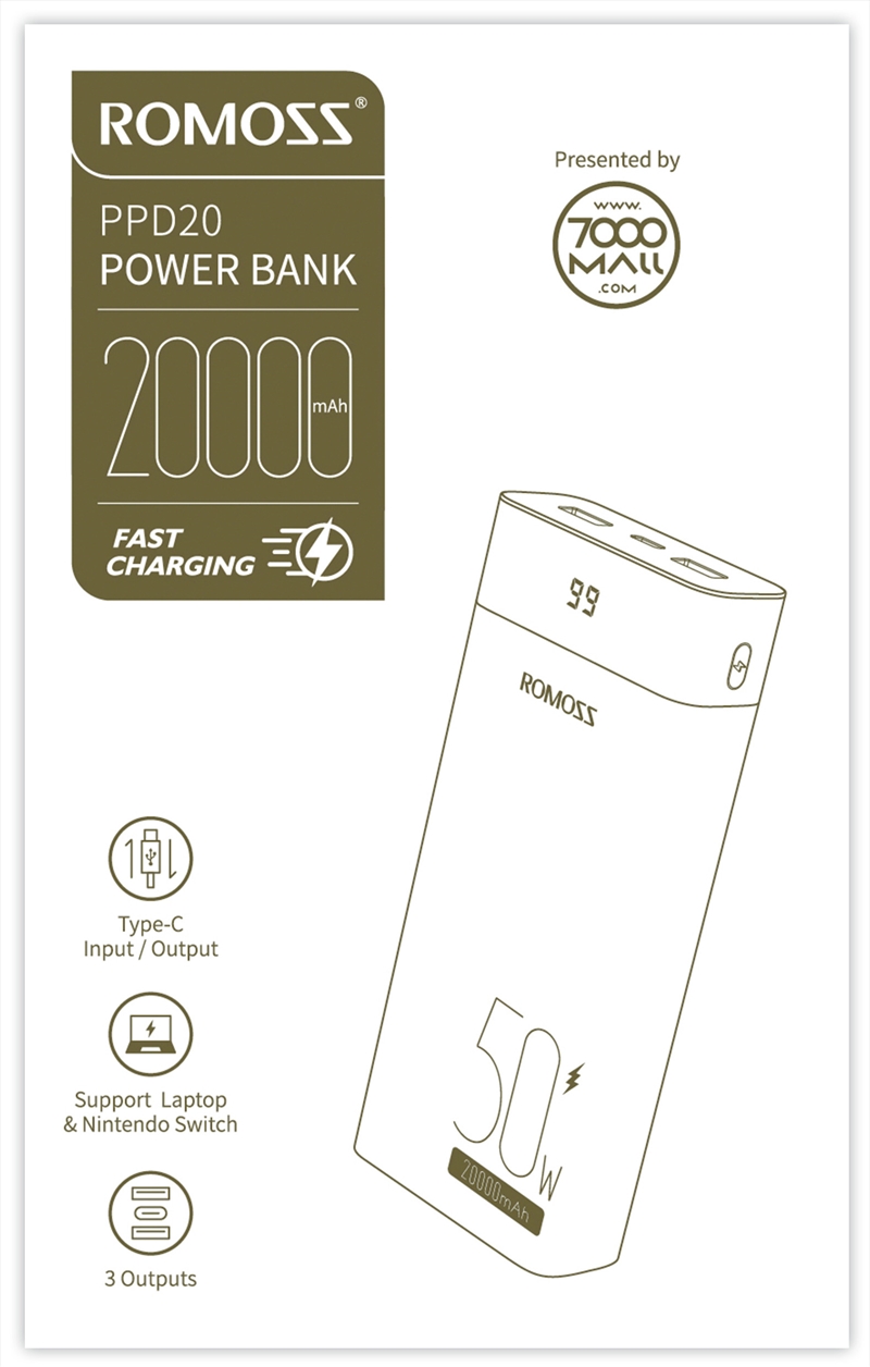 Romoss Power Bank PPD20 20,000 mAh Fast Charging/Product Detail/Power Adaptors