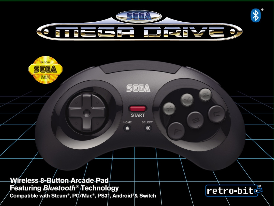 Retro-Bit SEGA Mega Drive 8-B 2.4G WL Arcade Pad - Black/Product Detail/Consoles & Accessories