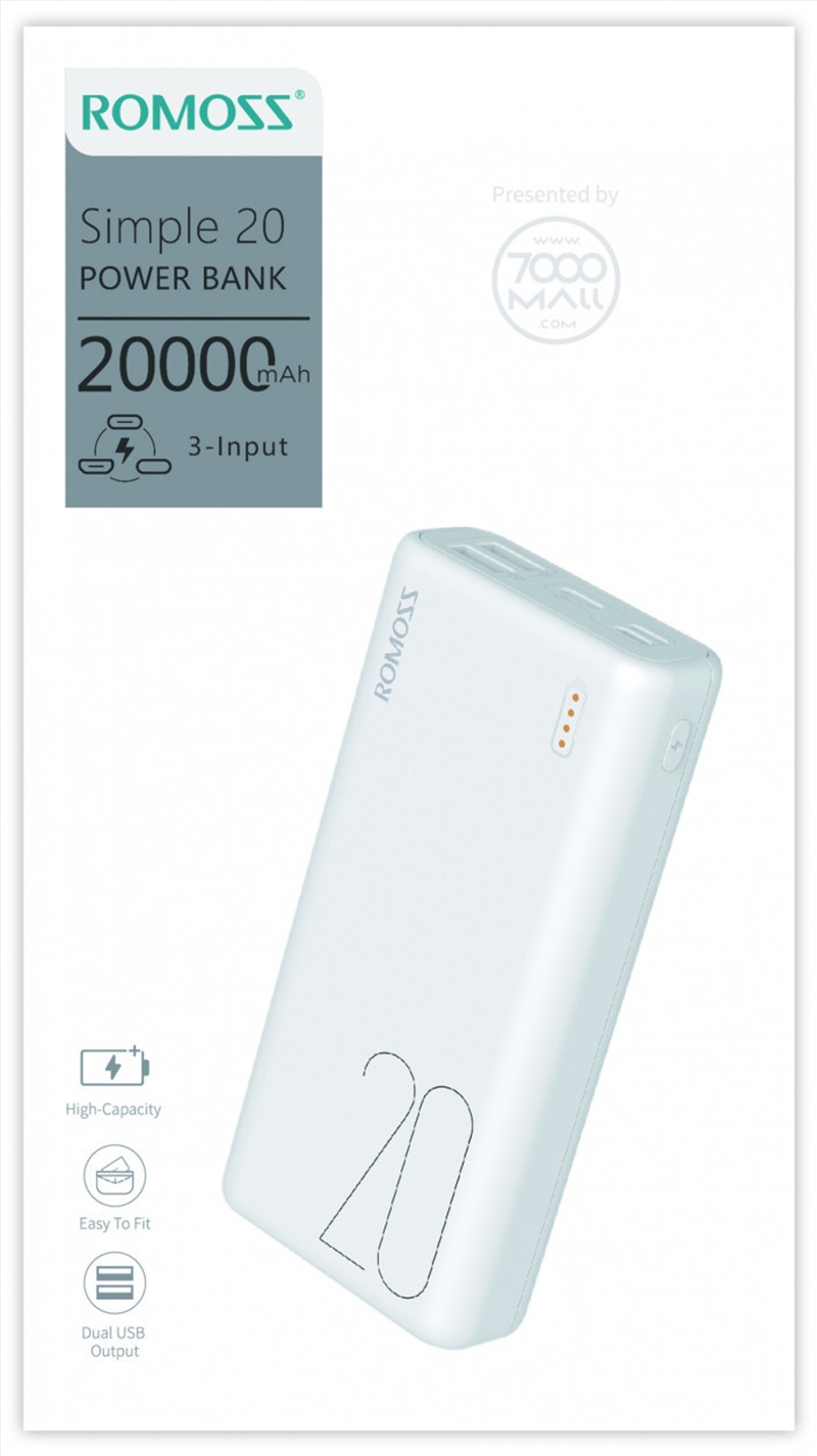 Romoss Power Bank Simple 20 20,000 mAh/Product Detail/Accessories