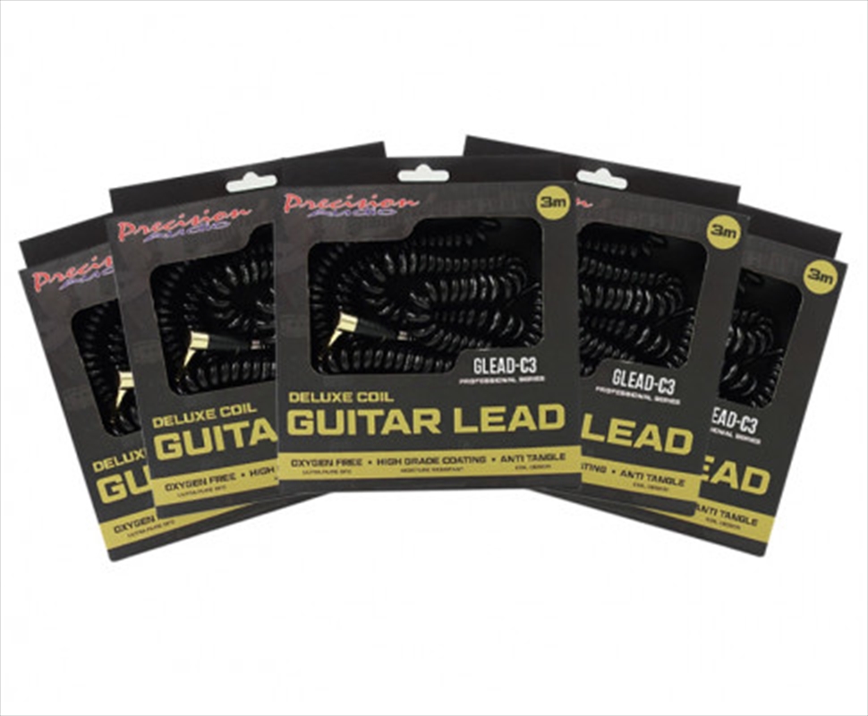 5 Pack 1/4" To 1/4" 6.35mm Deluxe Coil Studio Guitar Lead Straight to Straight/Product Detail/Musical Instrument Accessories