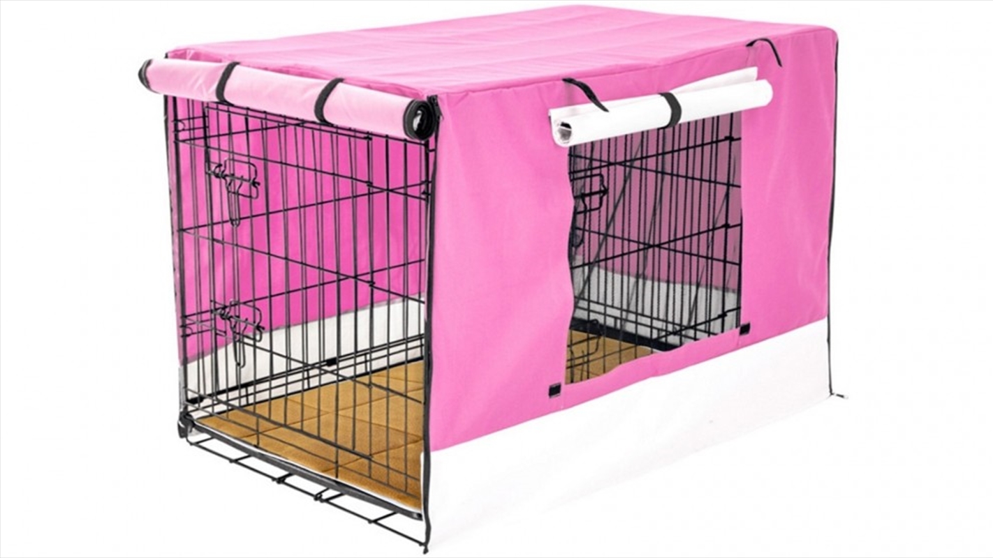 Wire Dog Cage Crate 30" with Tray + Cushion Mat + Cover Combo - Pink/Product Detail/Pet Accessories
