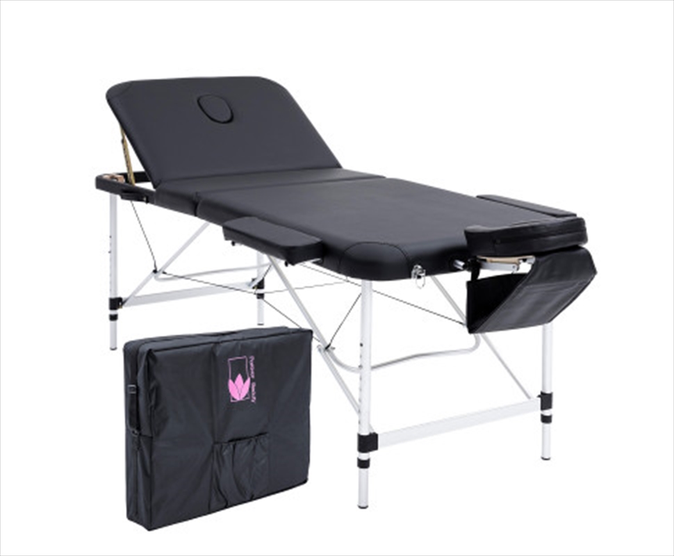 Portable Beauty Massage Table Bed Therapy Waxing 3 Fold 75cm Aluminium - Black/Product Detail/Therapeutic