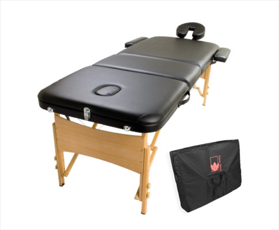 Portable Massage Table Bed Therapy Waxing 3 Fold 70cm Wooden - Black/Product Detail/Therapeutic