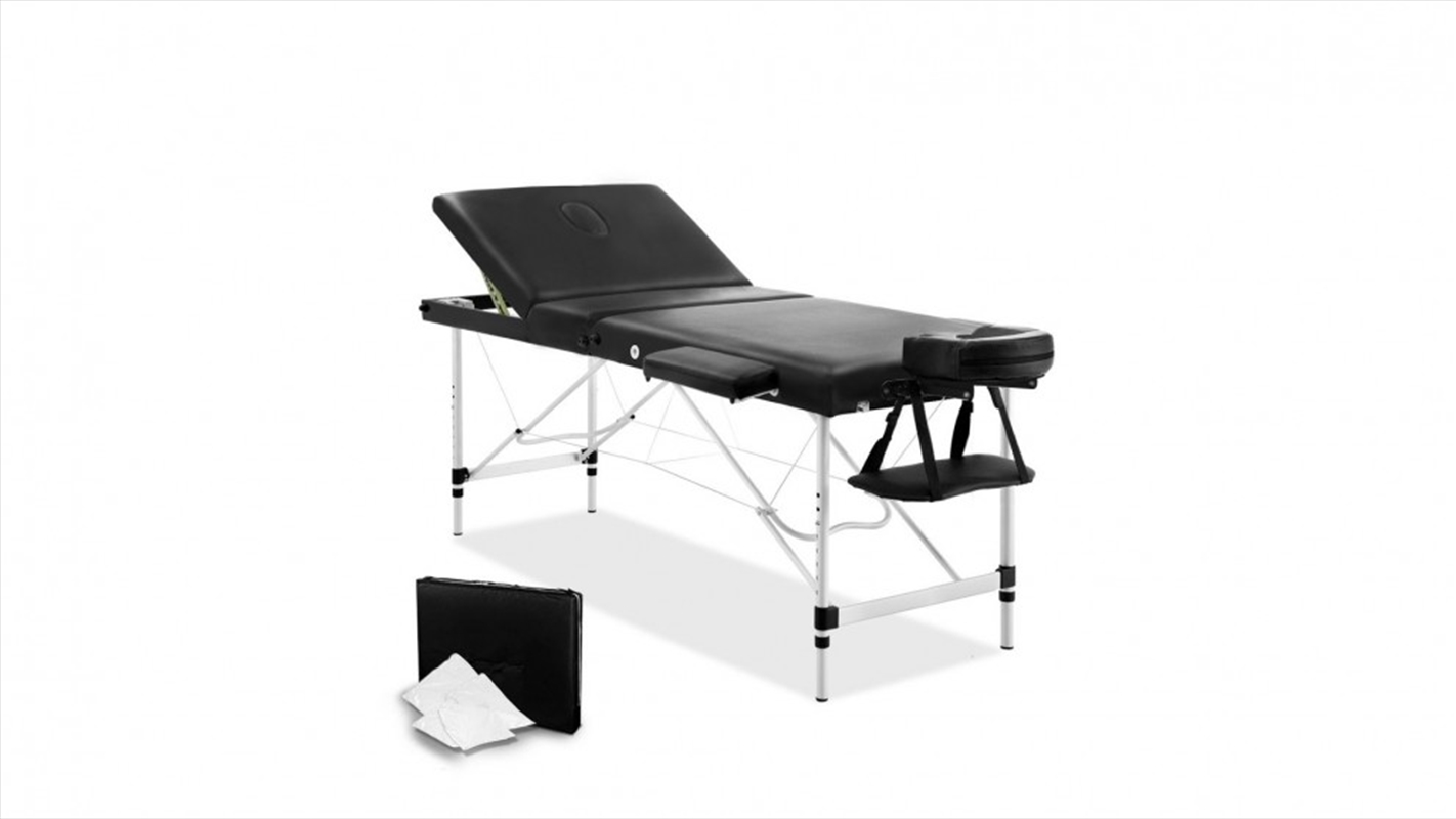 Portable Aluminum 3 Fold Massage Table - Black/Product Detail/Therapeutic