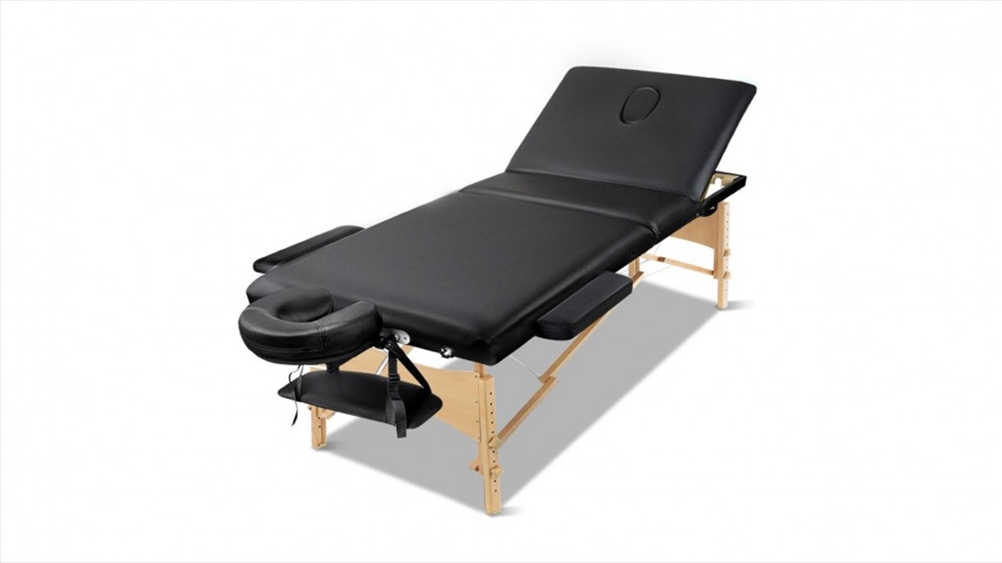 3-Fold Wooden Massage Table - Black - 60cm/Product Detail/Therapeutic