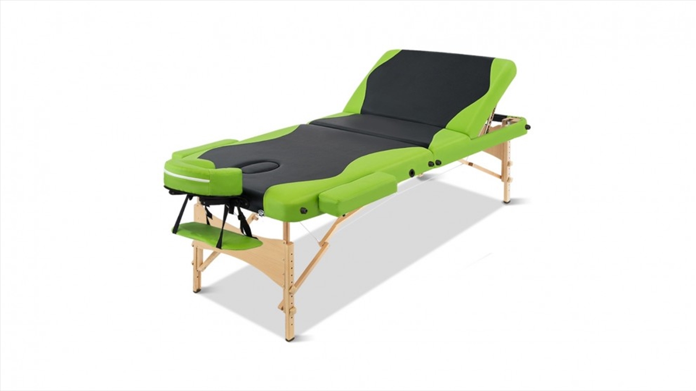 Wooden 3 Fold Massage Table - Black/Green - 70cm/Product Detail/Therapeutic