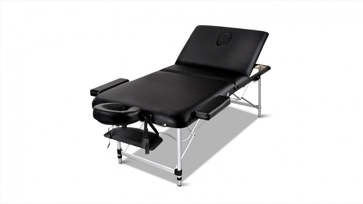 Portable Aluminium 3 Fold Massage Table - Black - 70cm/Product Detail/Therapeutic