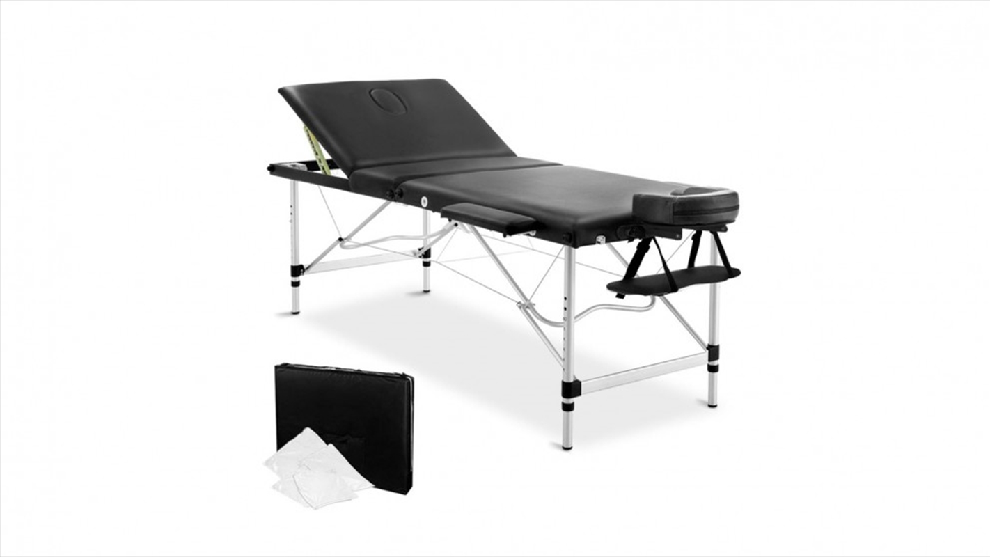 Portable Aluminium 3 Fold Massage Table - Black - 75cm/Product Detail/Therapeutic