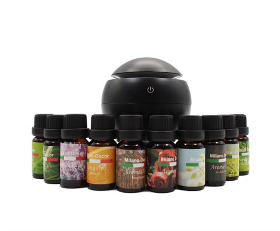 Ultrasonic USB Diffuser with 10 Aroma Oils Humidifier LED Light 130ml - Black/Product Detail/Burners and Incense