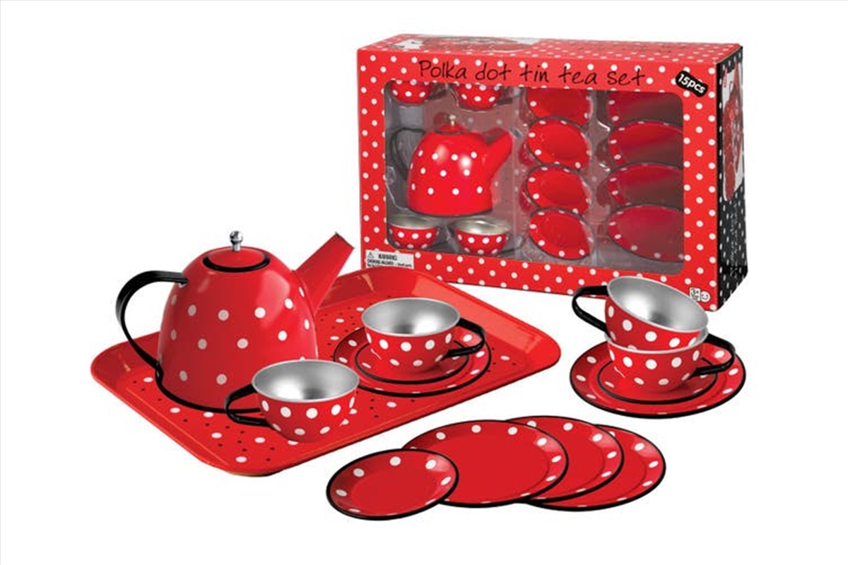 Buy 15 Pc Red Polka Dot Tin Tea Set Online Sanity