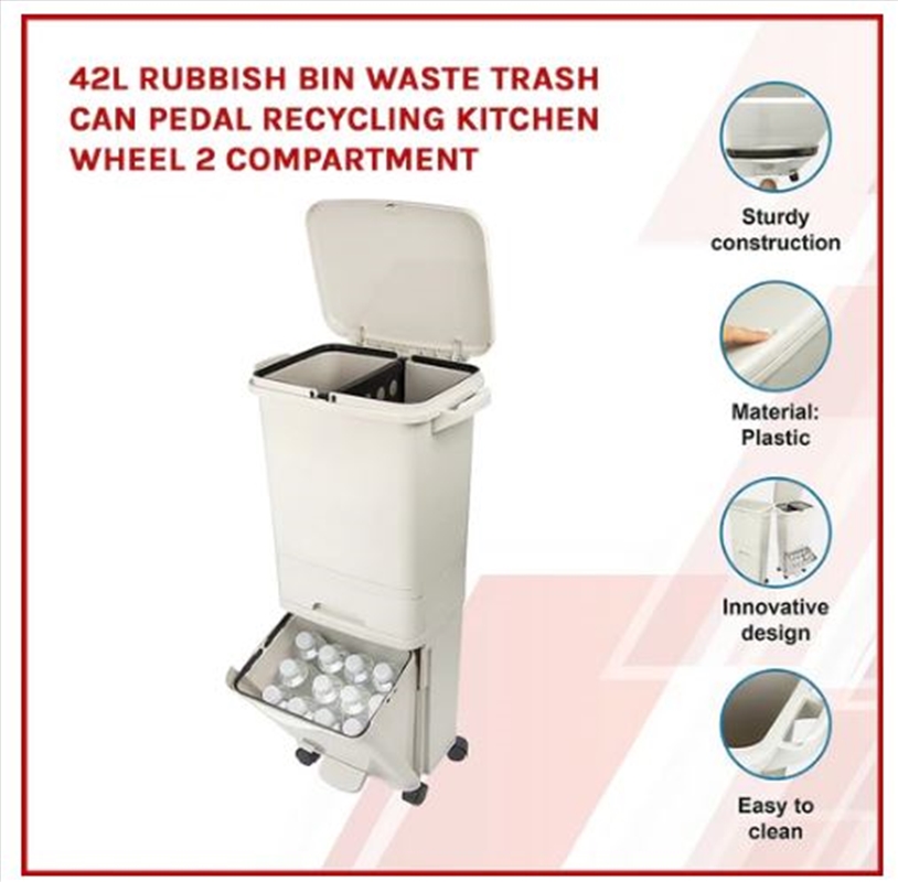 42L Rubbish Bin 2 Compartment/Product Detail/Kitchenware