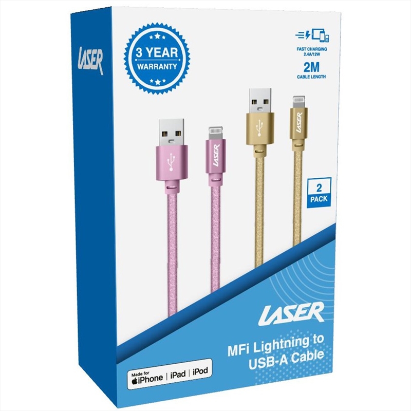 Laser Lightning To Usb-A Gold/Pink Glitter Cable/Product Detail/Consoles & Accessories