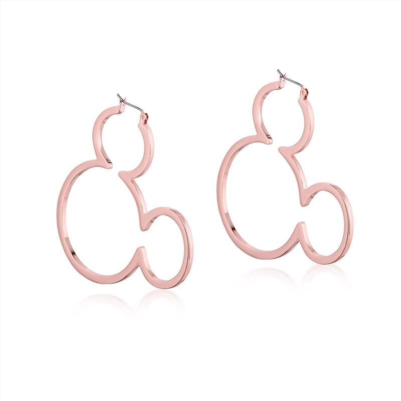 Mickey Mouse Outline Hoop Earrings - Rose/Product Detail/Jewellery