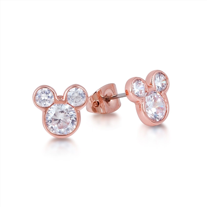 Mickey Mouse Crystal Stud Earrings - Rose/Product Detail/Jewellery
