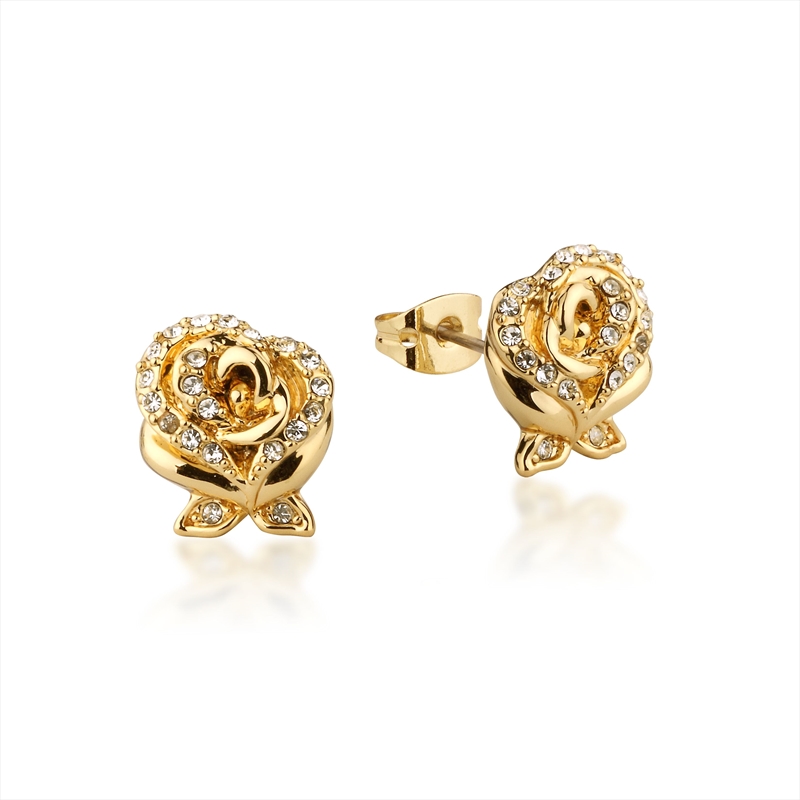 Disney Beauty And The Beast Enchanted Rose Crystal Stud Earrings - Gold/Product Detail/Jewellery