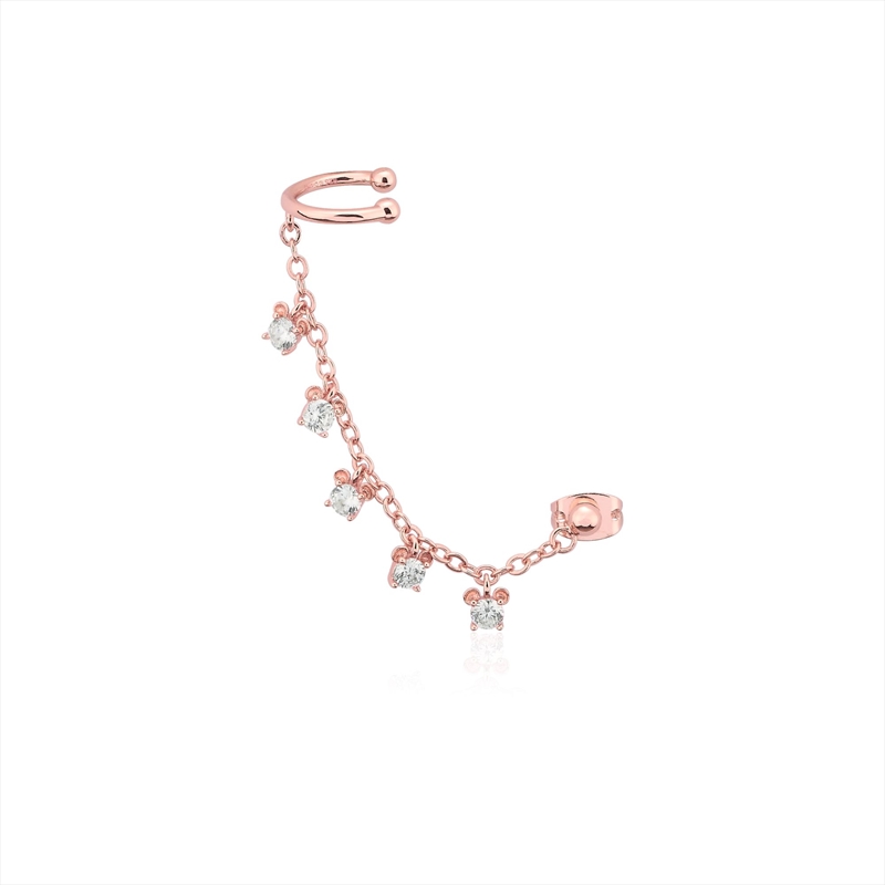 Precious Metal Mickey Mouse Ear Cuff with Chain Stud Earring  - Rose/Product Detail/Jewellery