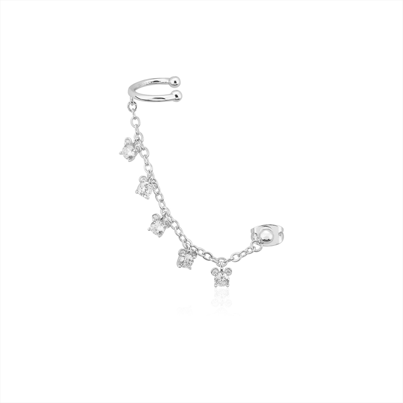 Precious Metal Mickey Mouse Ear Cuff with Chain Stud Earring - Silver/Product Detail/Jewellery
