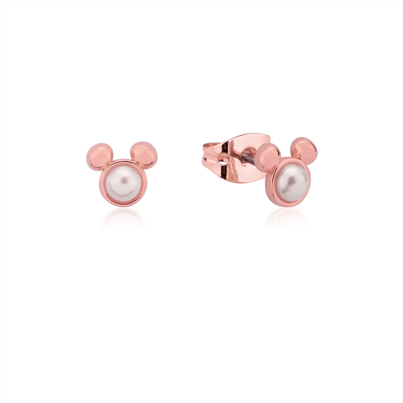 Precious Metal Mickey Mouse Pearl Stud Earrings - Rose/Product Detail/Jewellery
