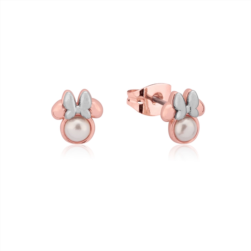 Precious Metal Minnie Mouse Pearl Stud Earrings - Rose/Product Detail/Jewellery