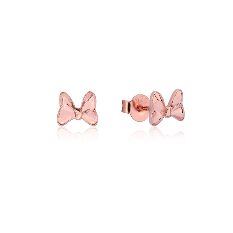 Precious Metal Minnie Mouse Bow Stud Earrings - Rose/Product Detail/Jewellery