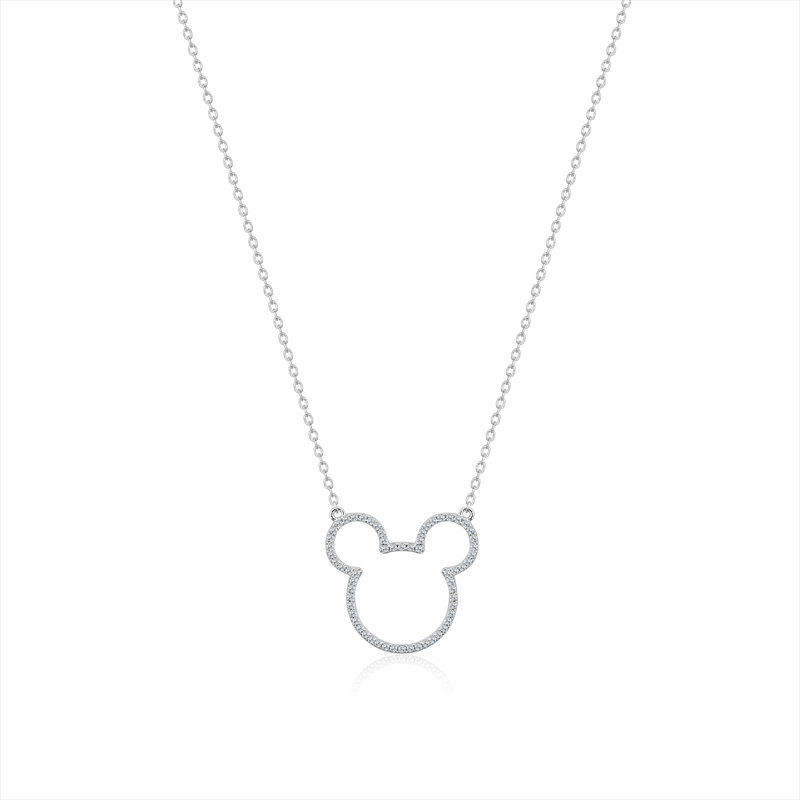Mickey Mouse Outline Necklace (Cubic Zirconia) - Silver/Product Detail/Jewellery