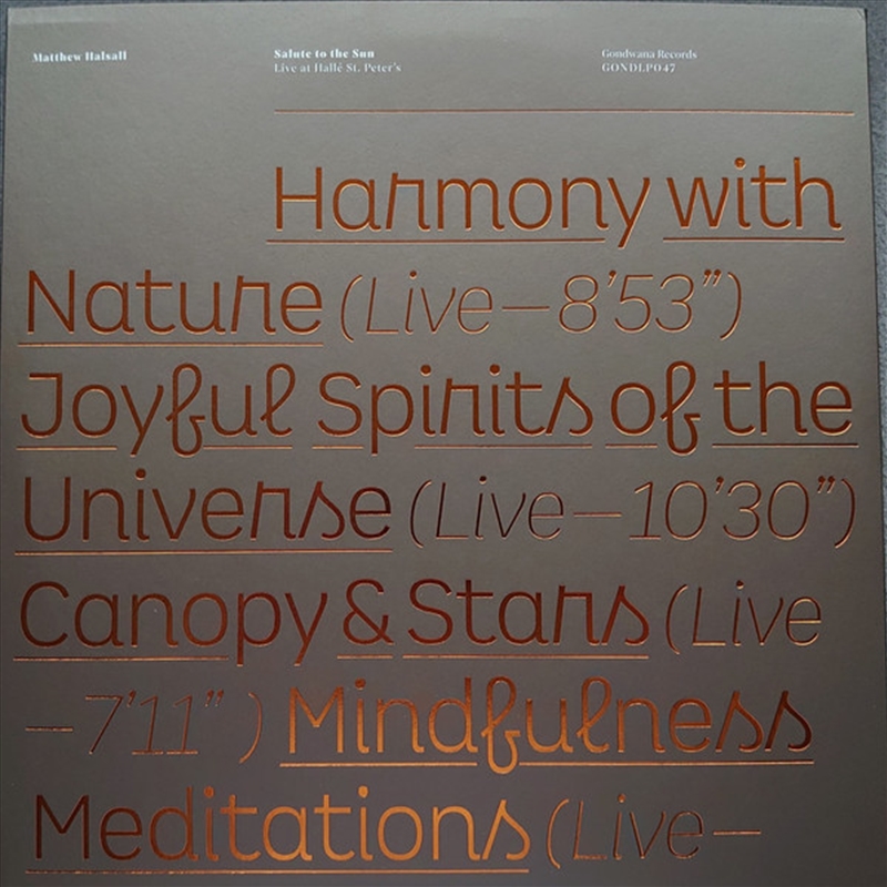 Salute To The Sun: Live At Hal/Product Detail/Jazz