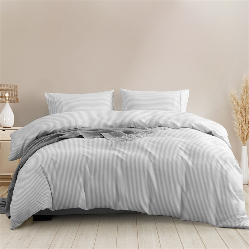 Buy Queen Royal Comfort Striped Flax Linen Blend Quilt Cover Set Soft ...