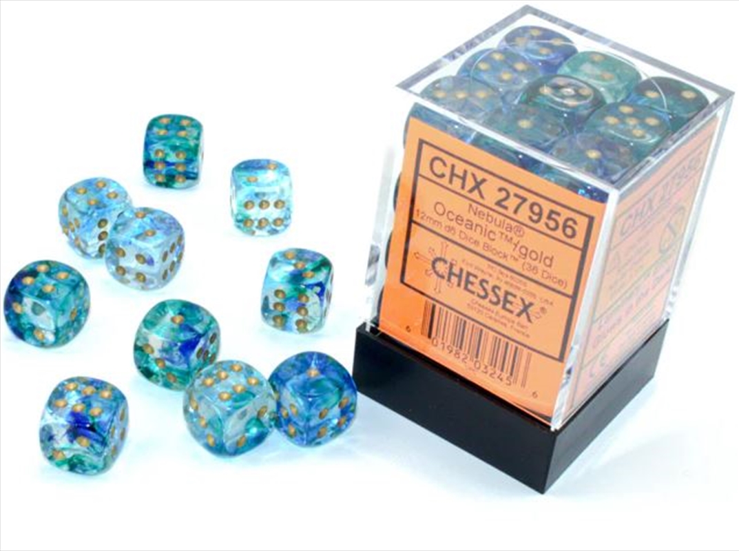 Chessex: Nebula 12mm d6 Oceanic/Gold Luminary Block 36 Dice/Product Detail/Dice Games