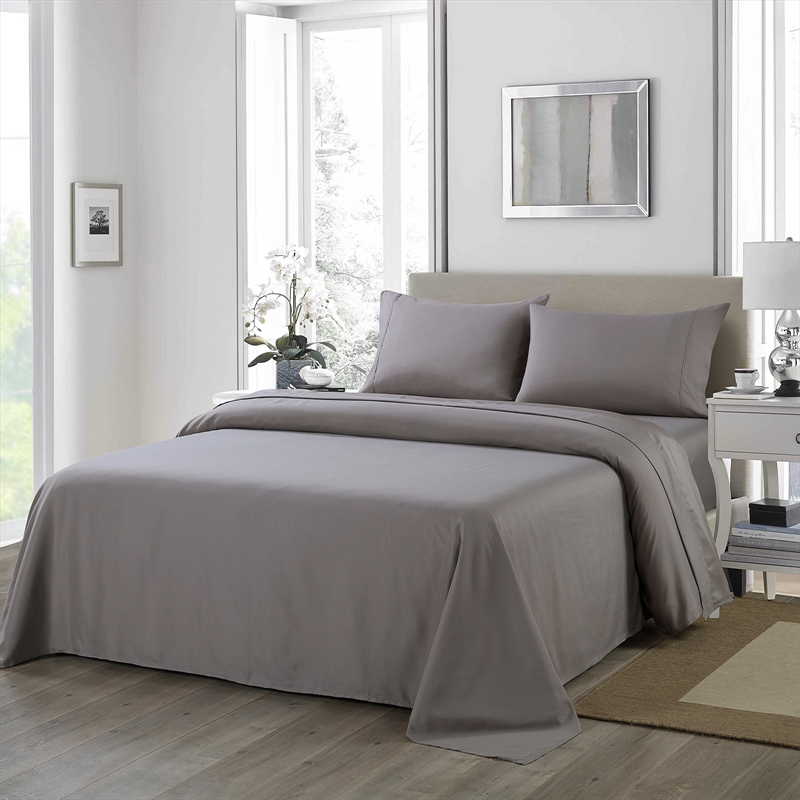 Royal Comfort 1200 Thread Count 3 Piece Combo Set 100% Egyptian Cotton Striped - Double - Silver main image 1