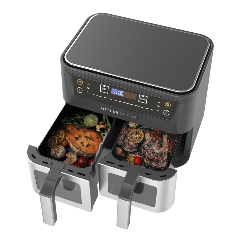 Kitchen Couture Dual View 2 x 5 Litre (10 Litre) Air Fryer Stainless Steel/Product Detail/Appliances