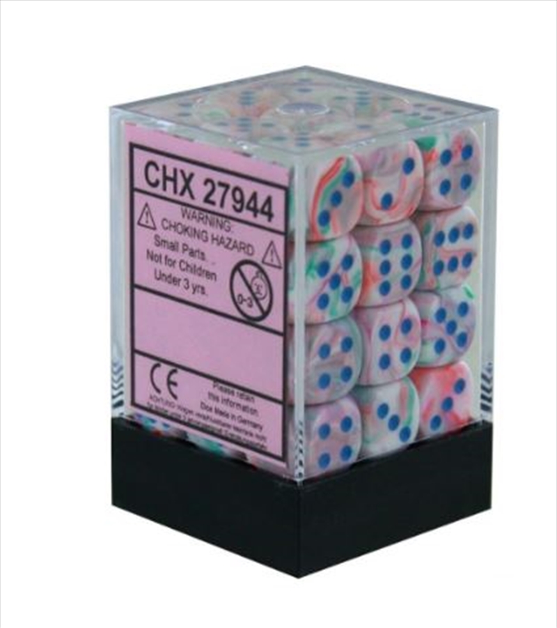 Chessex: CHX 27944 Festive 12mm d6 Pop Art/Blue Block (36)/Product Detail/Dice Games