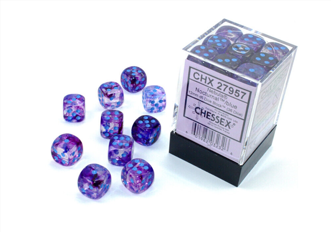 Chessex Nebula Nocturnal/blue 12mm d6 Dice Block (36 Dice)/Product Detail/Dice Games