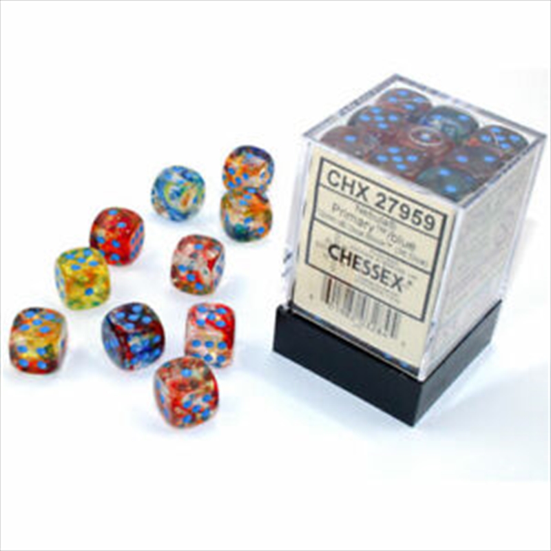 Chessex 12mm d6 Set: Nebula Luminary - Primary w/Blue (36)/Product Detail/Dice Games