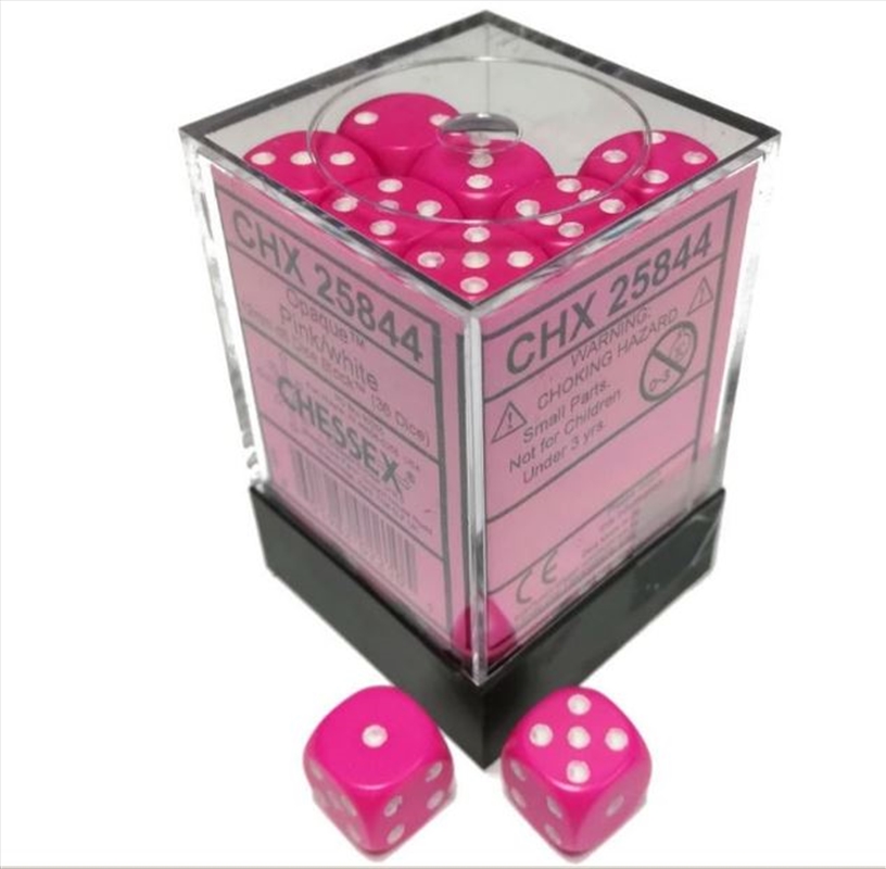 Chessex: CHX 25844 Opaque 12mm d6 Pink/White Dice Block (36)/Product Detail/Dice Games