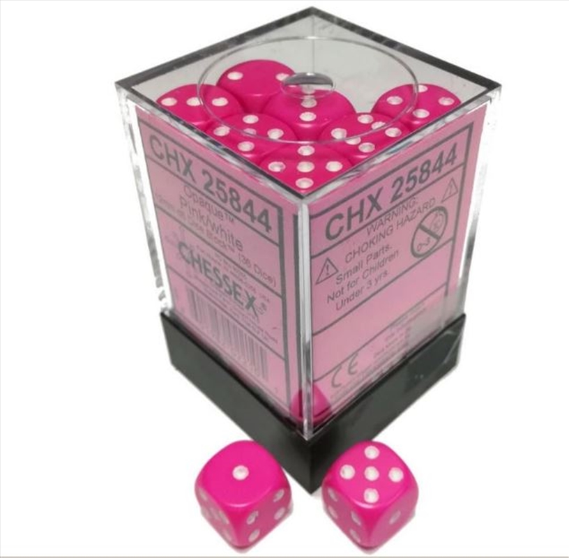 Chessex 12mm D6 Dice Block Opaque Pink/White/Product Detail/Dice Games