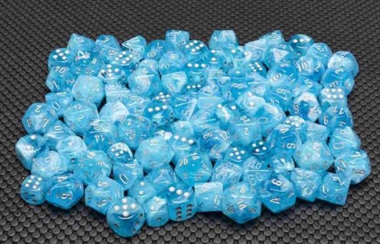 Chessex: CHX 27966 Luminary 12mm d6 Sky/Silver Block (36)/Product Detail/Dice Games