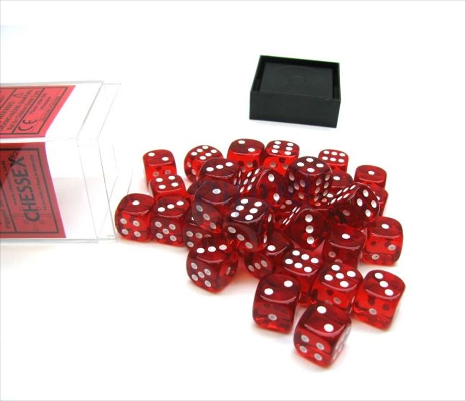 Chessex 12mm D6 Dice Block Translucent Red/White/Product Detail/Dice Games