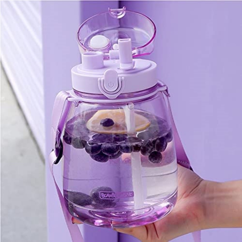Clear Large Water Bottle Water Jug with Adjustable Shoulder Strap - Purple/Product Detail/Drink Bottles