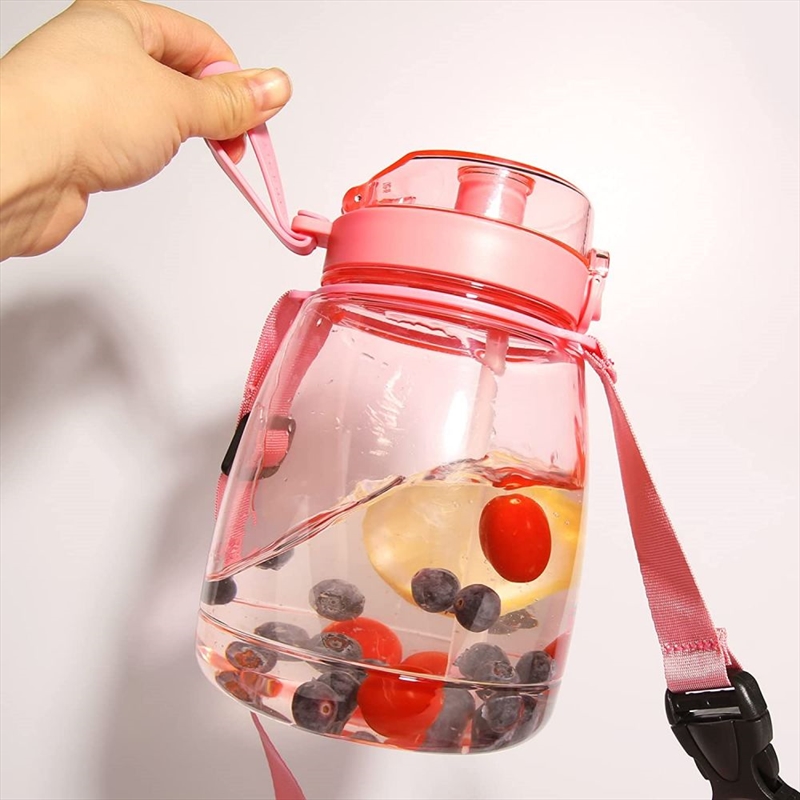 Clear Large Water Bottle Water Jug with Adjustable Shoulder Strap - Pink/Product Detail/Drink Bottles