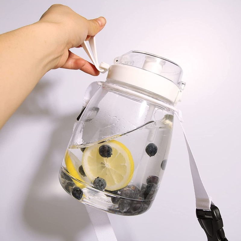 Clear Large Water Bottle Water Jug with Adjustable Shoulder Strap - White/Product Detail/Drink Bottles