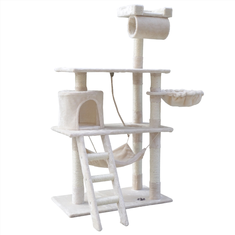i.Pet Cat Tree 141cm Trees Scratching Post Scratcher Tower Condo House Furniture Wood Beige/Product Detail/Pet Accessories