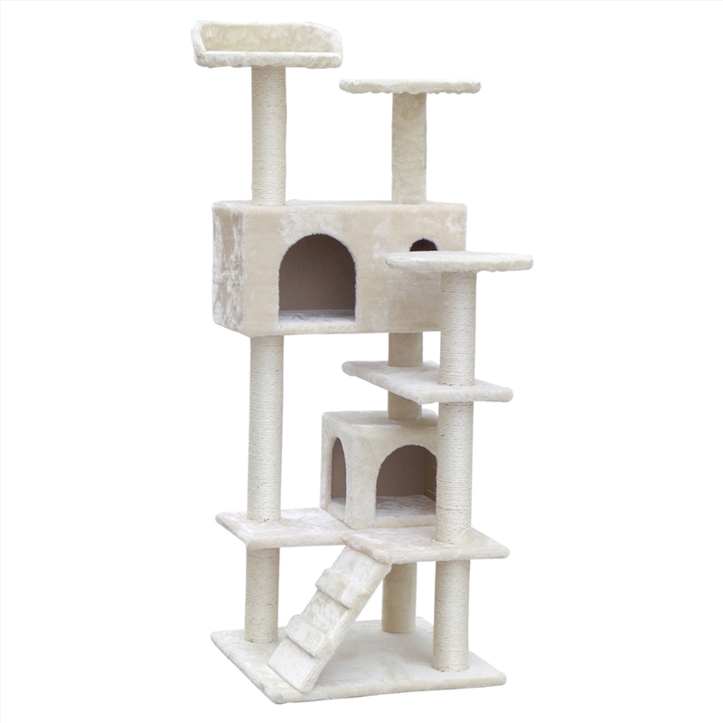 i.Pet Cat Tree 134cm Trees Scratching Post Scratcher Tower Condo House Furniture Wood Beige/Product Detail/Pet Accessories