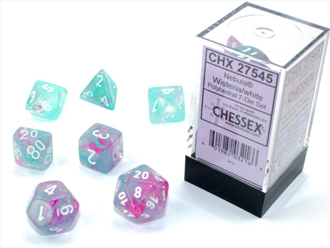 Chessex Polyhedral 7-Die Set Nebula Wisteria/White (Luminary Effect)/Product Detail/Dice Games