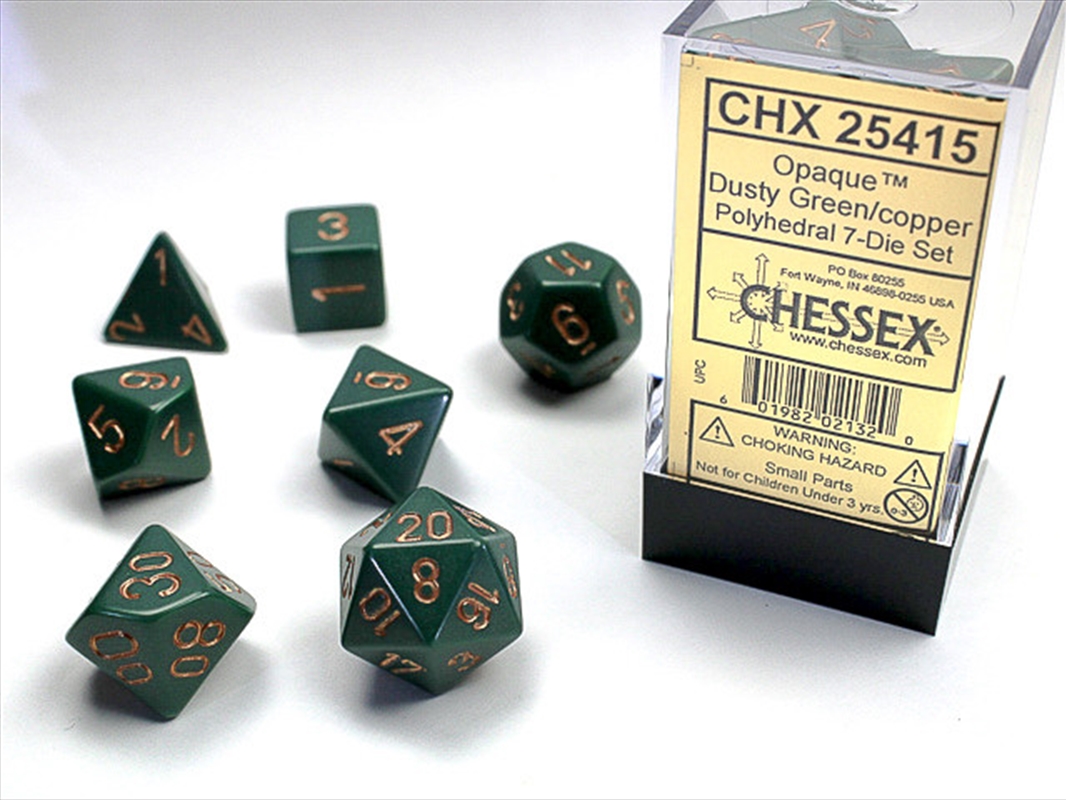 Chessex Polyhedral 7-Die Set Opaque Dusty Green/Gold/Product Detail/Dice Games