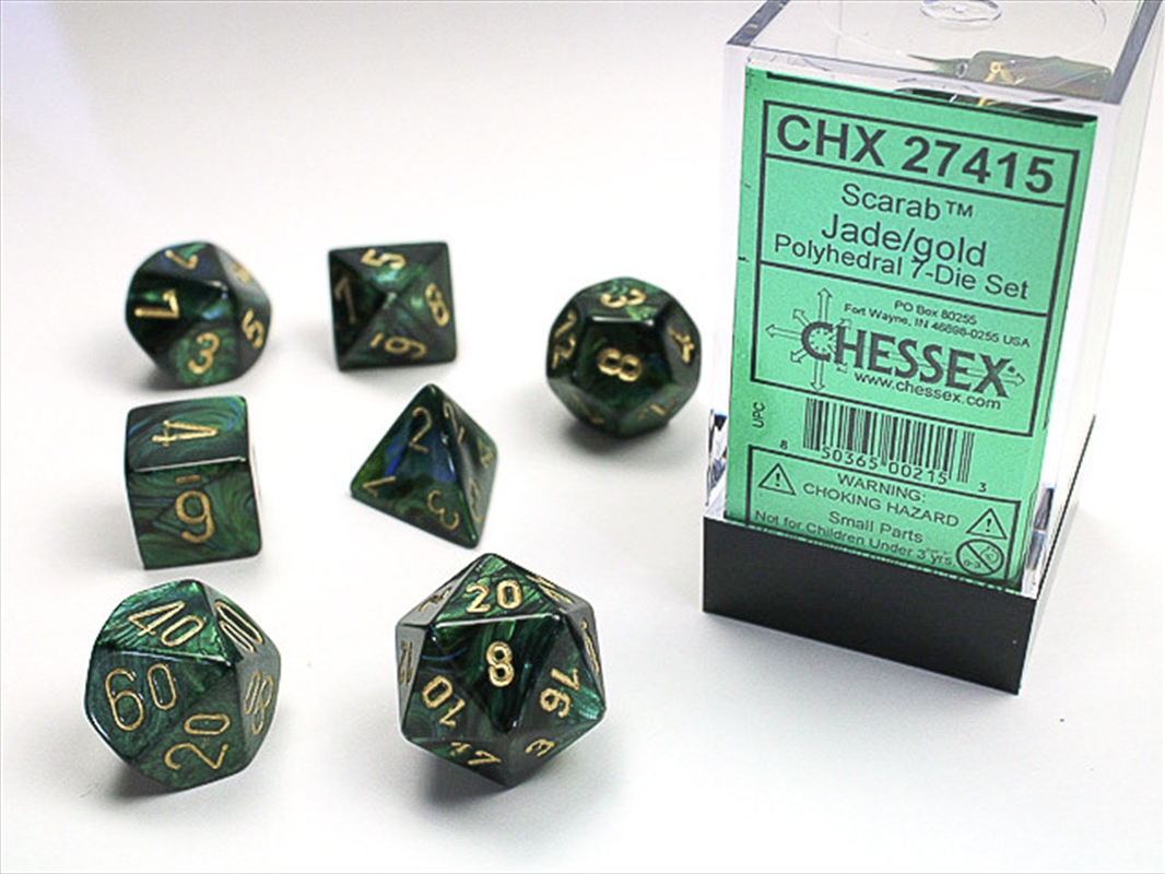 Chessex Polyhedral 7-Die Set Scarab Jade/Gold/Product Detail/Dice Games