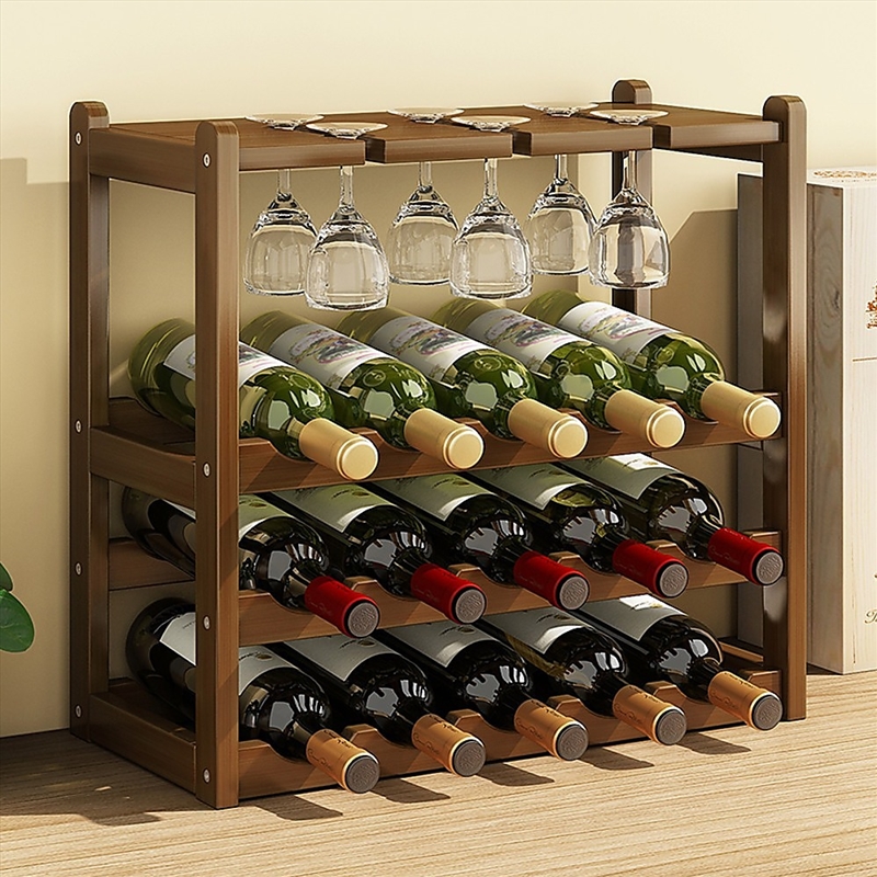 Wine Rack Free Standing 15 Bottles with 6 Glasses Holder/Product Detail/Decor