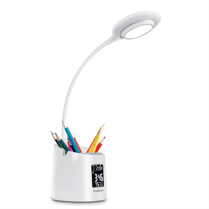 Simplecom EL621 LED Desk Lamp with Pen Holder and Digital Clock Rechargeable/Product Detail/Clocks