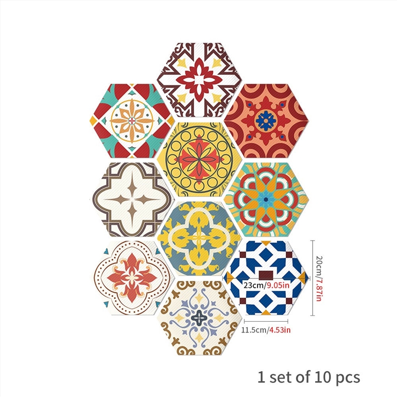 10pcs Multi Colour Tile Set Hexagon/Product Detail/Decor