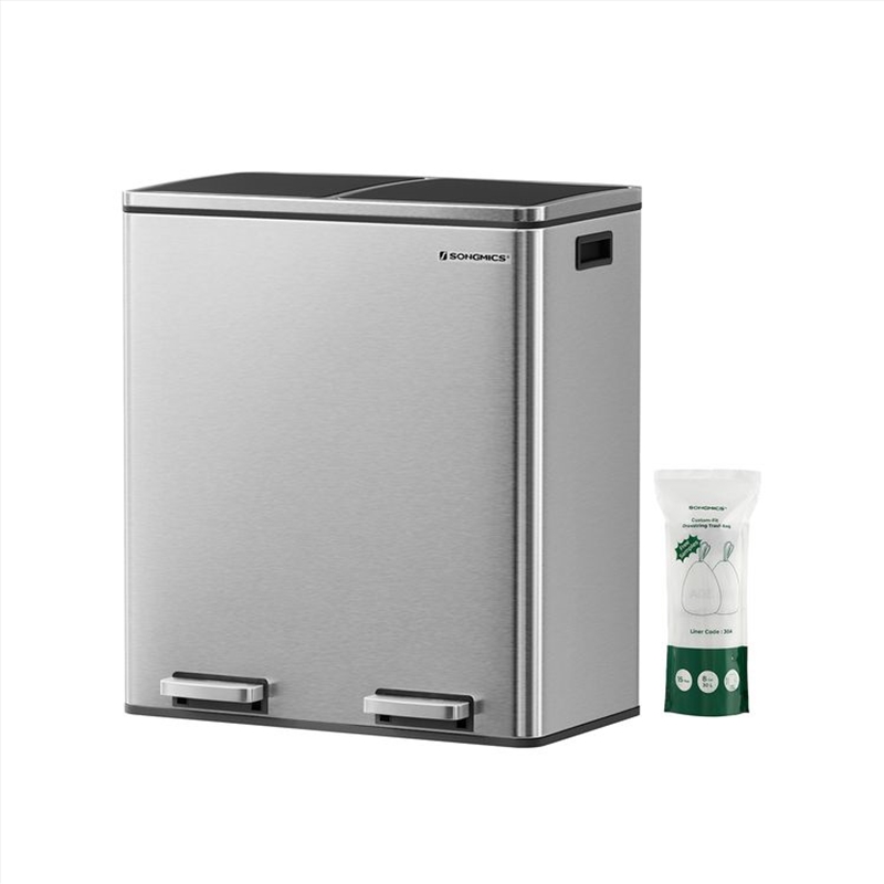Songmics Dual Rubbish Bin 2 x 30L Sliver/Product Detail/Decor