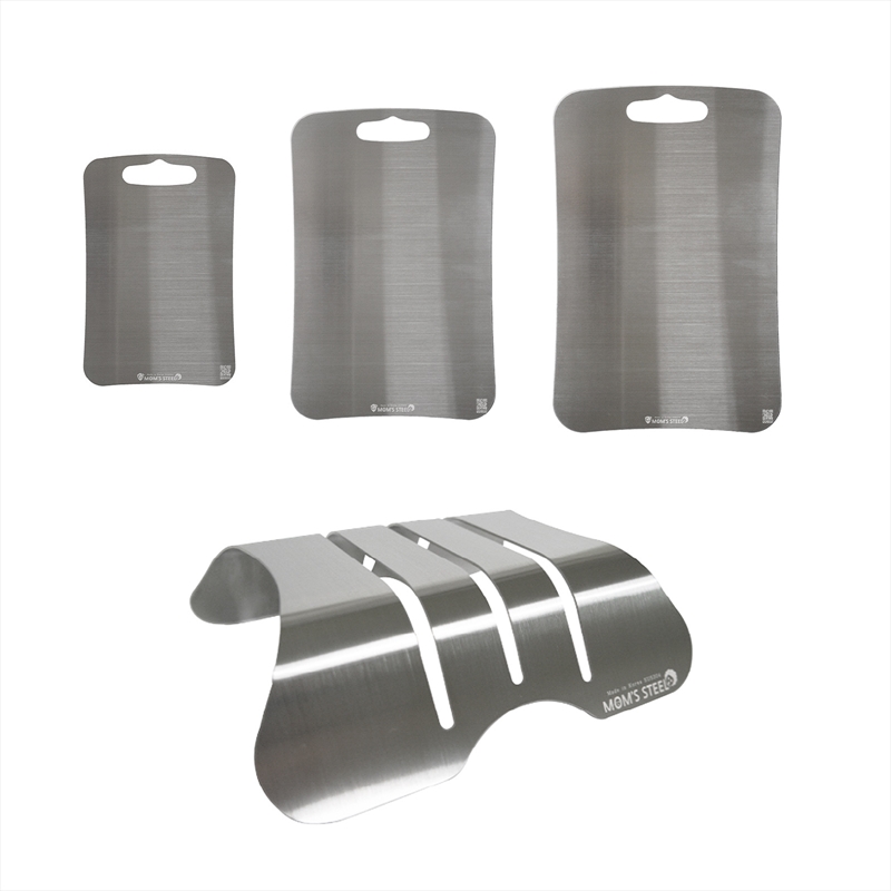Mom's Steel Combo Small/Medium/Large Stainless Steel Chopping Board plus Board Holder/Product Detail/Decor